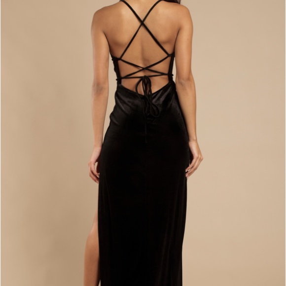 TOBI Velvet Got It Good Plunging Black Maxi Dress - Picture 4 of 4